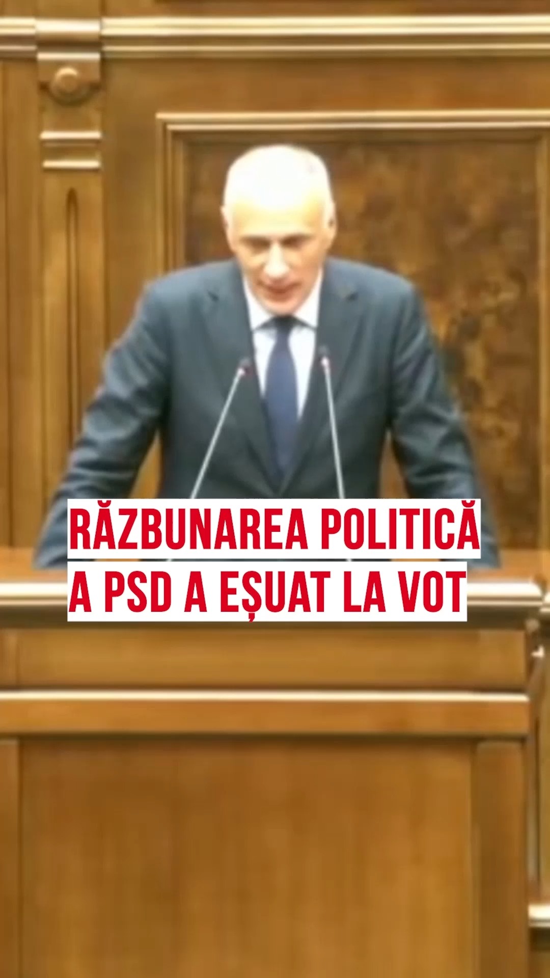 Cadru din reelul USR Central cu titlul: răzbunarea politică a PSD a eșuat la vot, pe fundalul unui senator la tribuna Senatului